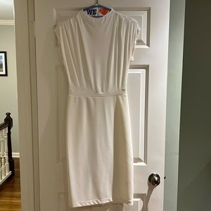 Ivory Draped Mock Neck Midi Sheath Dress - Worn 1x